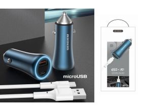Автомобильное зарядное устройство АЗУ USB + кабель MicroUSB SENDEM D10 (PD18+QC3.0,4000mA) (синий)