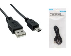 Кабель MiniUSB 2.0 Glossar Type-A (M) --> USB2.0 Mini-B (M) 1м (черный)