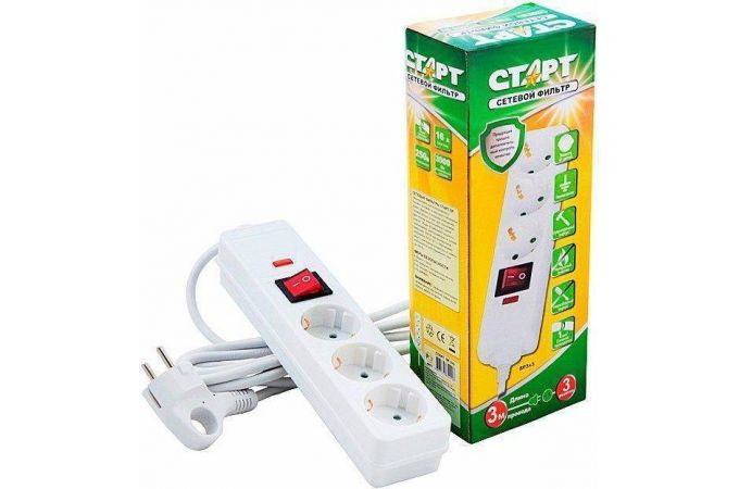 Сетевой фильтр СТАРТ SP 3 розетки, 3 метра 16A, 3.5 кВт