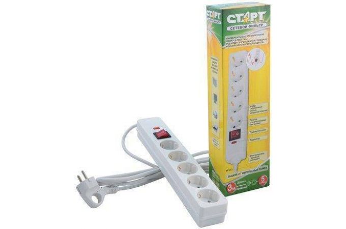 Сетевой фильтр СТАРТ SP 5 розеток, 3 метра 16A, 3.5 кВт