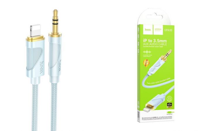 Кабель аудио HOCO UPA30 Friend (штекер Lightning - вход AUX 3.5 mm) (синий) 1м