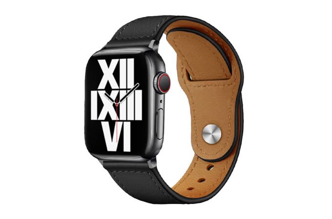 Ремешок для Apple Watch 38/40/41 mm кожаный (черный)
