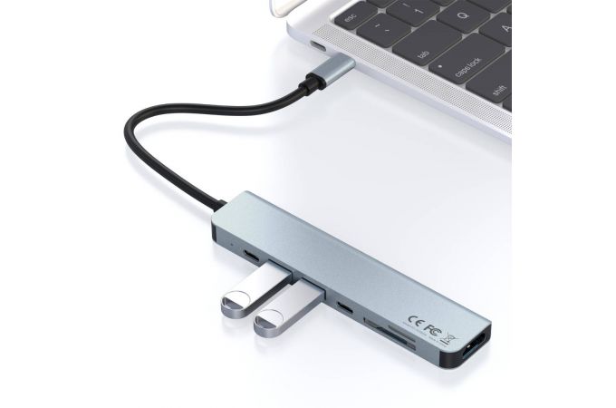 Разветвитель USB HUB XO HUB012B 4 in 1 TYPE-C Multifunctional Docking Station (Серый металлик)