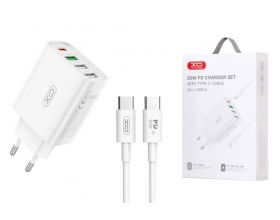 Сетевое зарядное устройство USB + USB-C XO L120 (EU) multi port fast charging charger (USB-C 20W/USB-A 18W) with TYPE-C cable(NB190A) (белый)