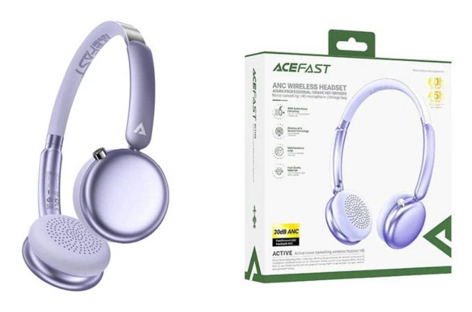 Наушники мониторные беспроводные ACEFAST H8 active noise cancelling wireless headset (Фиолетовый)