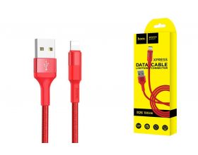 Кабель USB - Lightning HOCO X26, 2,4A (красный) 1м (в оплетке)