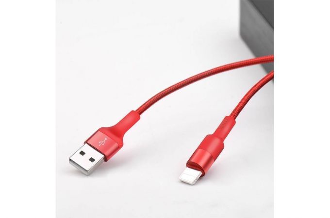 Кабель USB - Lightning HOCO X26, 2,4A (красный) 1м (в оплетке)