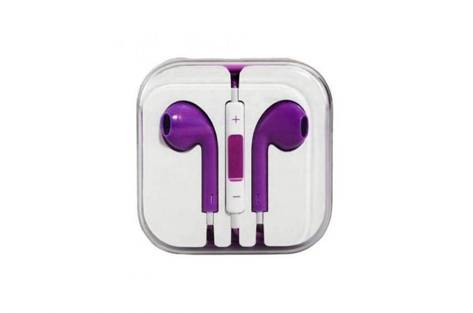 Наушники вакуумные проводные iPhone 5/5S/5SE/5C (фиолетовый)