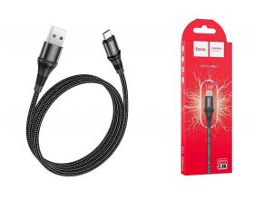 Кабель USB - MicroUSB HOCO X50 2,4A (черный) 1м (оплетка)