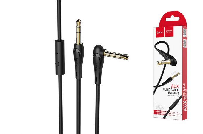 Кабель аудио AUX HOCO UPA15 AUX Audio cable 3.5 1 метр черный с микрофоном