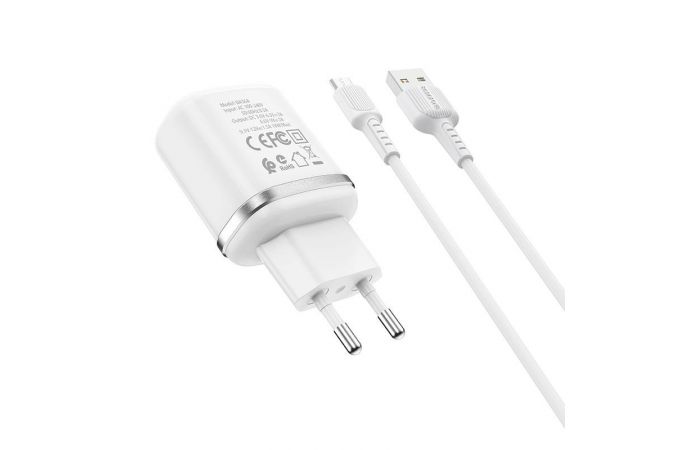 Сетевое зарядное устройство USB + кабель MicroUSB BOROFONE BA36A QC3.0 3000mAh (белый)