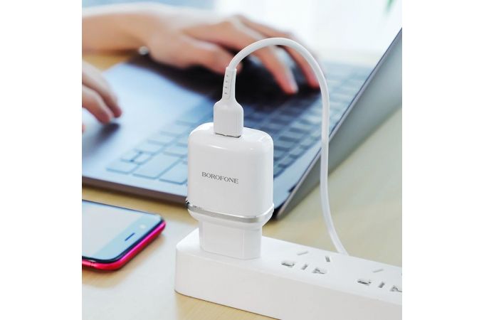 Сетевое зарядное устройство USB + кабель MicroUSB BOROFONE BA36A QC3.0 3000mAh (белый)