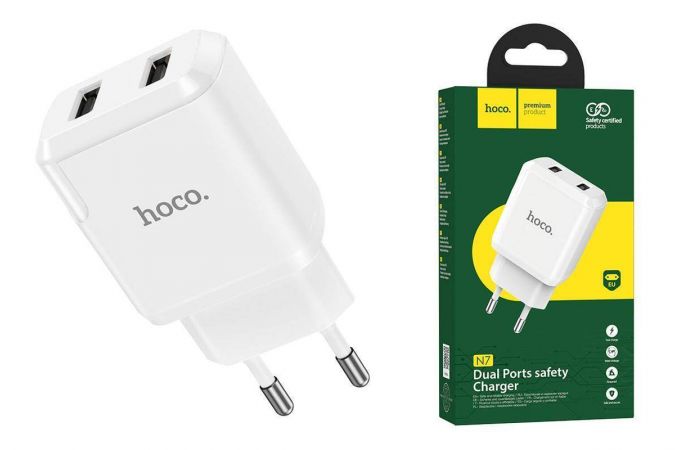 Сетевое зарядное устройство 2USB HOCO N7 2100mAh (белый)