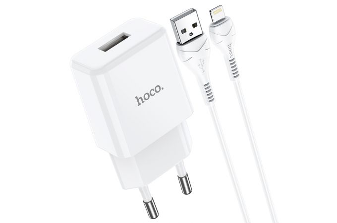 Сетевое зарядное устройство USB + кабель Lightning HOCO N9 2100mAh (белый)