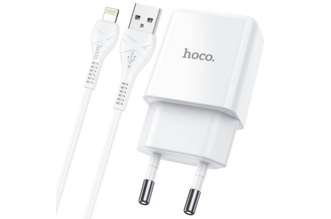 Сетевое зарядное устройство USB + кабель Lightning HOCO N9 2100mAh (белый)