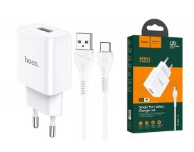 Сетевое зарядное устройство USB + кабель Type-C HOCO N9 2100 mAh (белый)