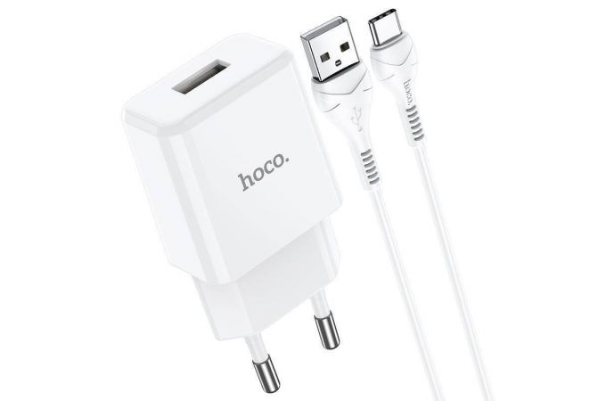 Сетевое зарядное устройство USB + кабель Type-C HOCO N9 2100 mAh (белый)