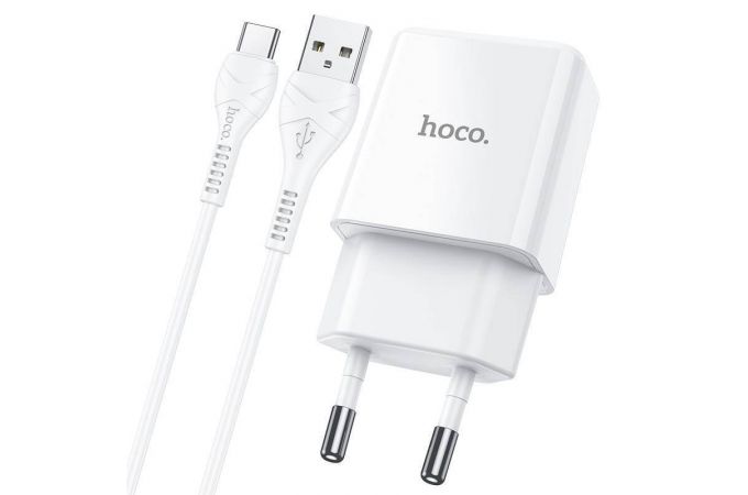 Сетевое зарядное устройство USB + кабель Type-C HOCO N9 2100 mAh (белый)