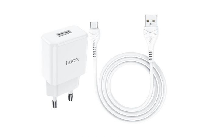 Сетевое зарядное устройство USB + кабель Type-C HOCO N9 2100 mAh (белый)