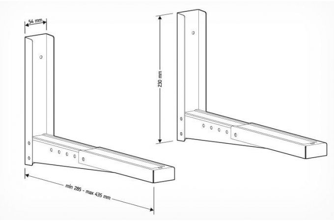 Кронштейн для свч HOLDER MWS-2002 металлик длина 385 - 435мм, макс.нагрузка 40кг.