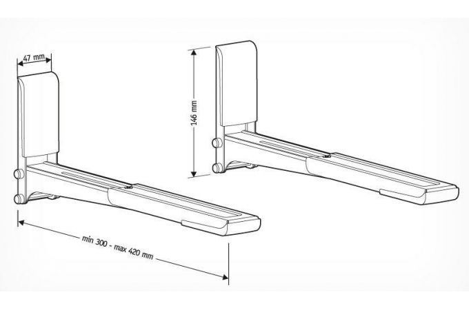 Кронштейн для свч HOLDER MWS-2003 белый длина 300 - 420мм, макс.нагрузка 40кг.