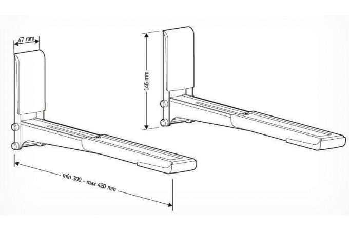Кронштейн для свч HOLDER MWS-2003 металлик длина 300 - 420мм, макс.нагрузка 40кг.