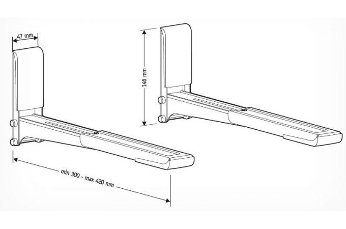 Кронштейн для свч HOLDER MWS-2003 черный длина 300 - 420мм, макс.нагрузка 40кг.