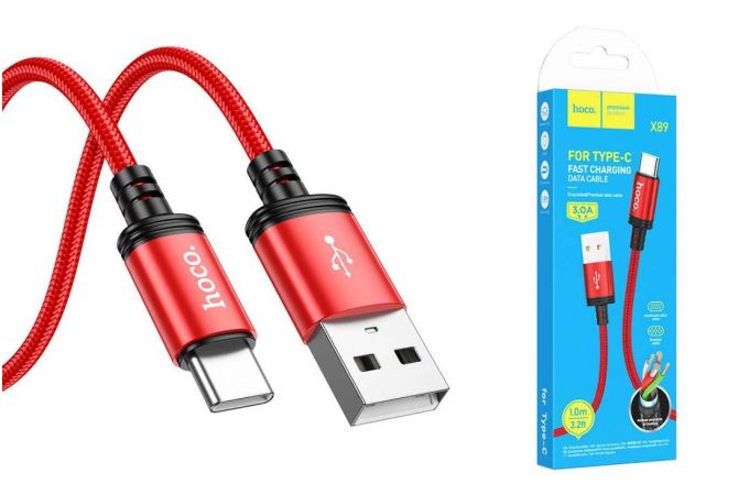 Кабель USB - USB Type-C HOCO X89 (красный) 1м