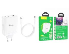 Сетевое зарядное устройство 4USB-C HOCO N31 PD100W+QC3.0 (белый) + кабель Type-C-Type-C