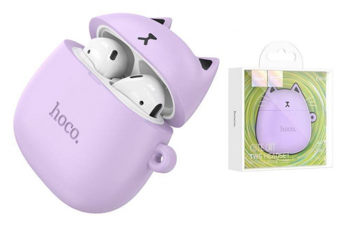 Наушники вакуумные беспроводные HOCO EW45 Full True wireless stereo headset Bluetooth (цвет лиловый кот)