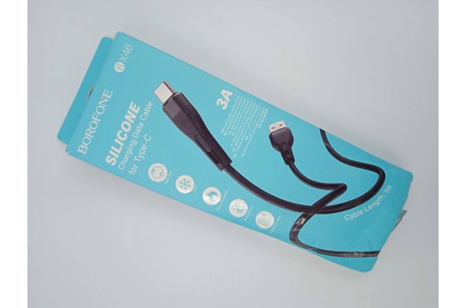 Кабель USB - USB Type-C BOROFONE BX46  (черный) 1м (силиконовый) (УЦЕНКА! МЯТАЯ УПАКОВКА)