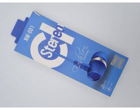 Наушники вакуумные проводные BASS by EARPHONE NW-001 Jack 3,5 кабель 1,2 м. (синий) (УЦЕНКА! МЯТАЯ УПАКОВКА)