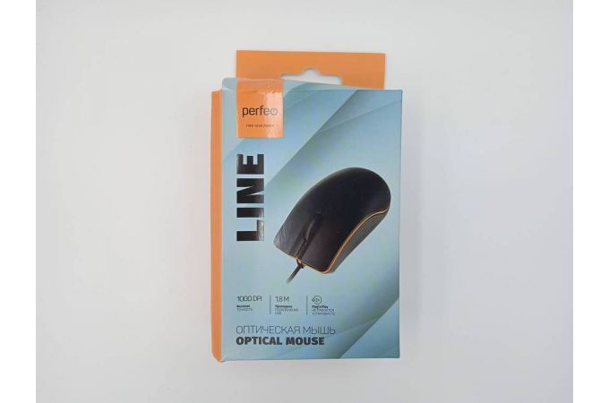 Мышь проводная Perfeo "LINE", оптич., 3 кн, USB, чёрная (УЦЕНКА! МЯТАЯ УПАКОВКА)