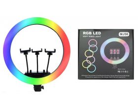 Кольцевая лампа RGB многоцветная MJ56 (56см) для фото и видеосъемки (без треноги, черный)