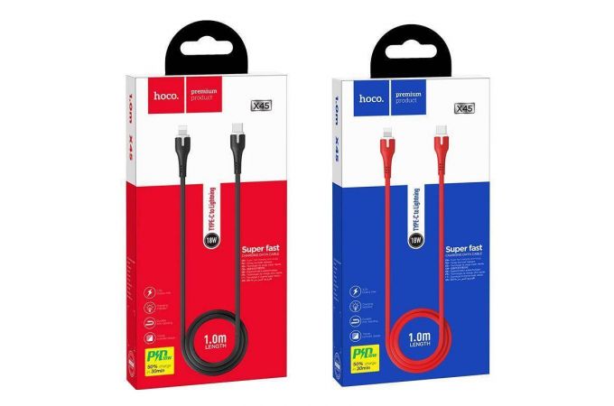Кабель USB Type-C - Lightning HOCO X45 PD20W 3A (черный) 1м