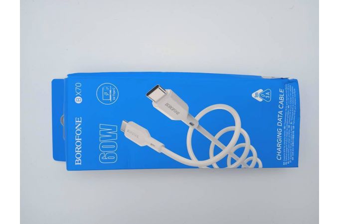 Кабель USB Type-C - USB Type-C BOROFONE BX70, PD60W (белый) 1м (УЦЕНКА! МЯТАЯ УПАКОВКА)