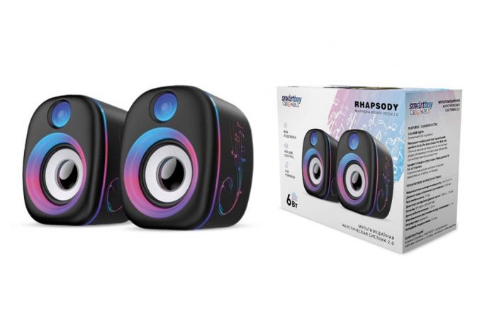 Акустическая система 2.0 SmartBuy RHAPSODY, 6Вт, RGB-подсветка, USB (SBA-4800)/40