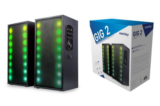 Акустическая система 2.0 SmartBuy GIG 2, мощность 20 Вт, МДФ, Bluetooth, FM/MP3, LED (SBA-4950)/12