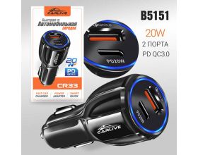 Автомобильное зарядное устройство CR33 QC3.0 + PD20W (Black)