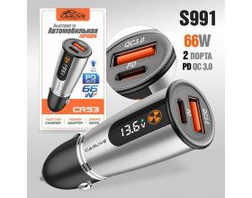 Автомобильное зарядное устройство Carlive CR53 PD+QC 36W LCD