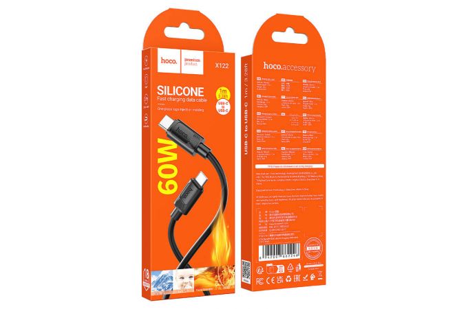Кабель USB Type-C - USB Type-C HOCO X122 Benefit 60W (черный)