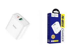 Сетевое зарядное устройство USB + USB-C HOCO C57A Speed PD+QC3.0 (белый)