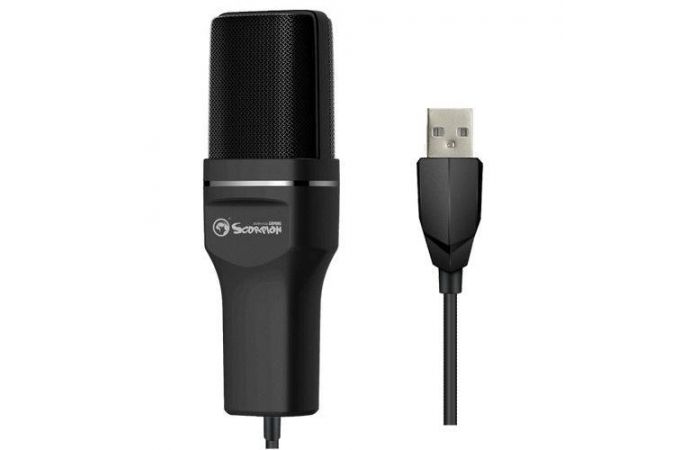 Микрофон для ПК игровой MARVO MIC-03, проводной, 1.5 метра, USB, чёрный