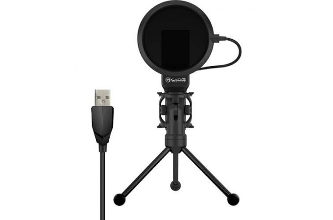 Микрофон для ПК игровой MARVO MIC-03, проводной, 1.5 метра, USB, чёрный