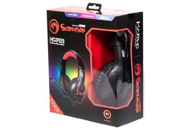 Наушники мониторные проводные с микрофоном MARVO HG8928 полноразмерные 2м (черно-красный)