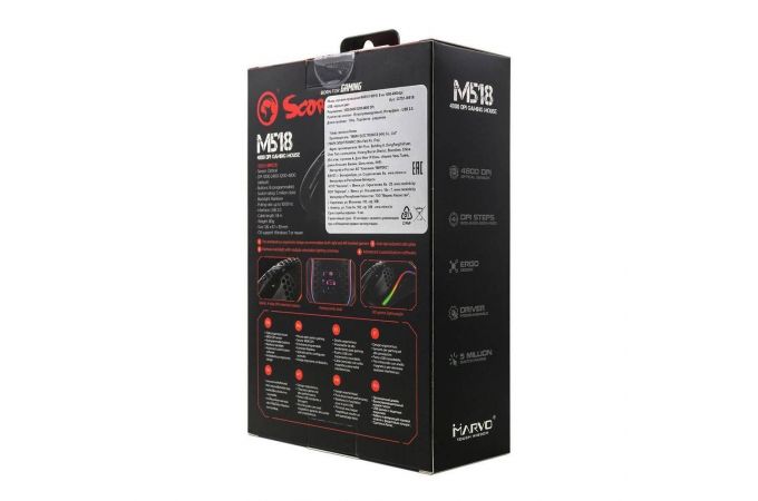 Мышь игровая проводная MARVO M518, 8 кн, 1000-4800dpi, USB (черный)