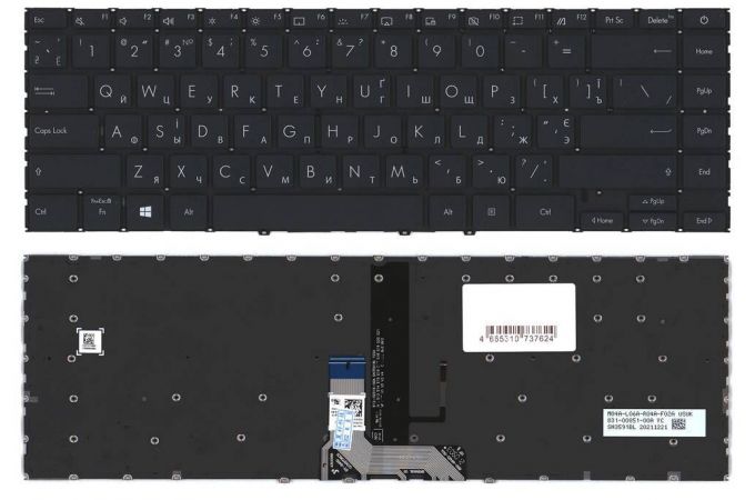 Клавиатура для ноутбука Asus ZenBook 14 UX425 черная с подсветкой