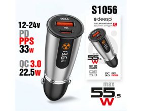 Автомобильное зарядное устройство Deespi DE53 PD30W+QC22.5W с инд. вольтметра 55.5W
