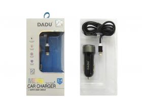 Автомобильное зарядное устройство АЗУ USB + кабель Lightning DADU 3400mah (черный)