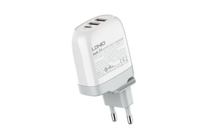 Сетевое зарядное устройство 3USB + кабель Type-C LDNIO GaN A3511Q PD+PPS+SCP+QC 4+ Выход: 3.3-20V, max 65W (белый)